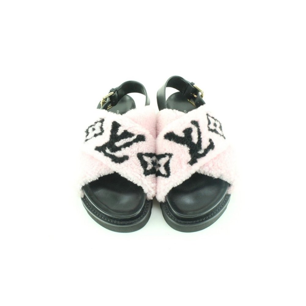Louis Vuitton Size 39 Monogram Pink Shearling Paseo Sandals 3LV419C - Picture 12 of 12